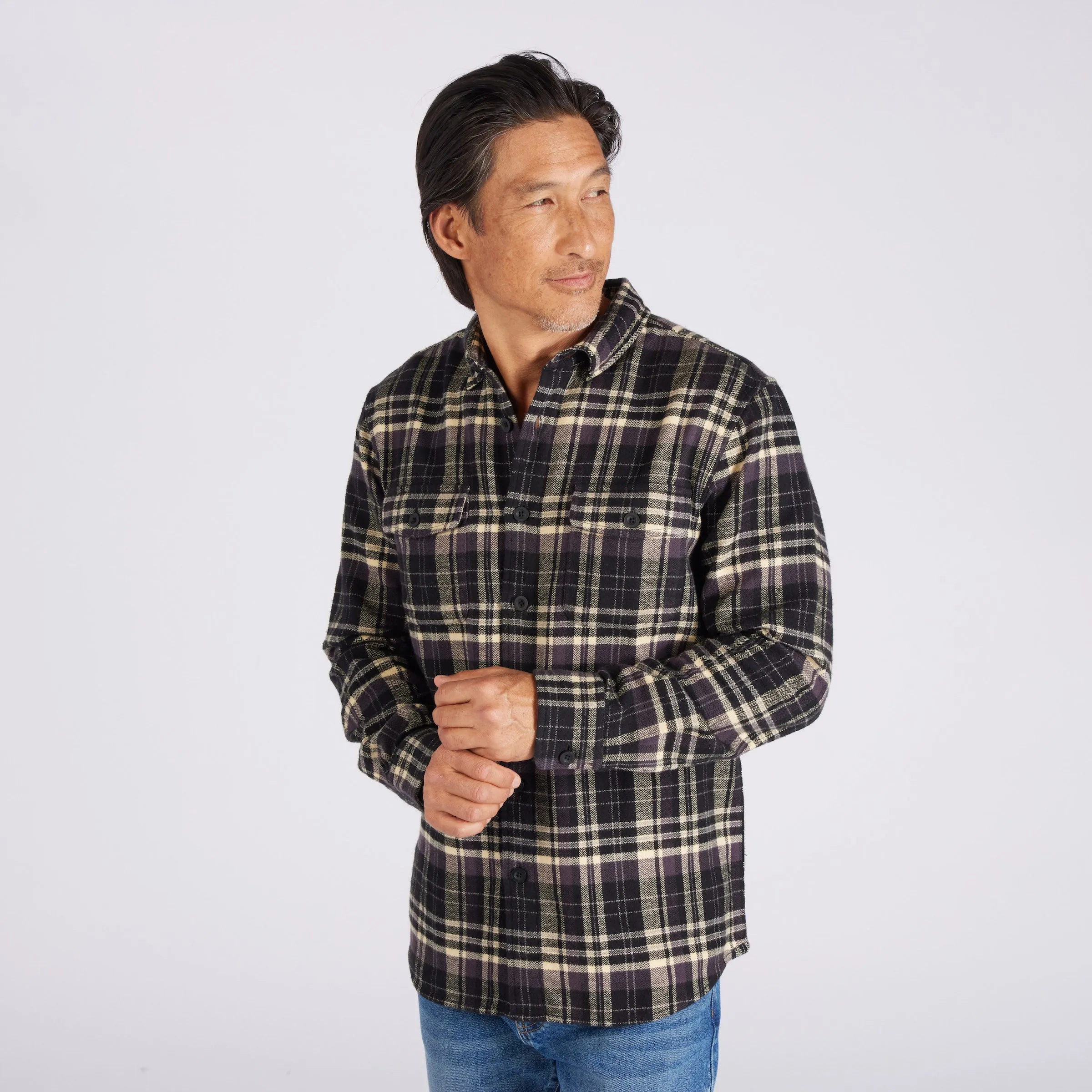 Herringbone Heritage Flannel - Black Cream