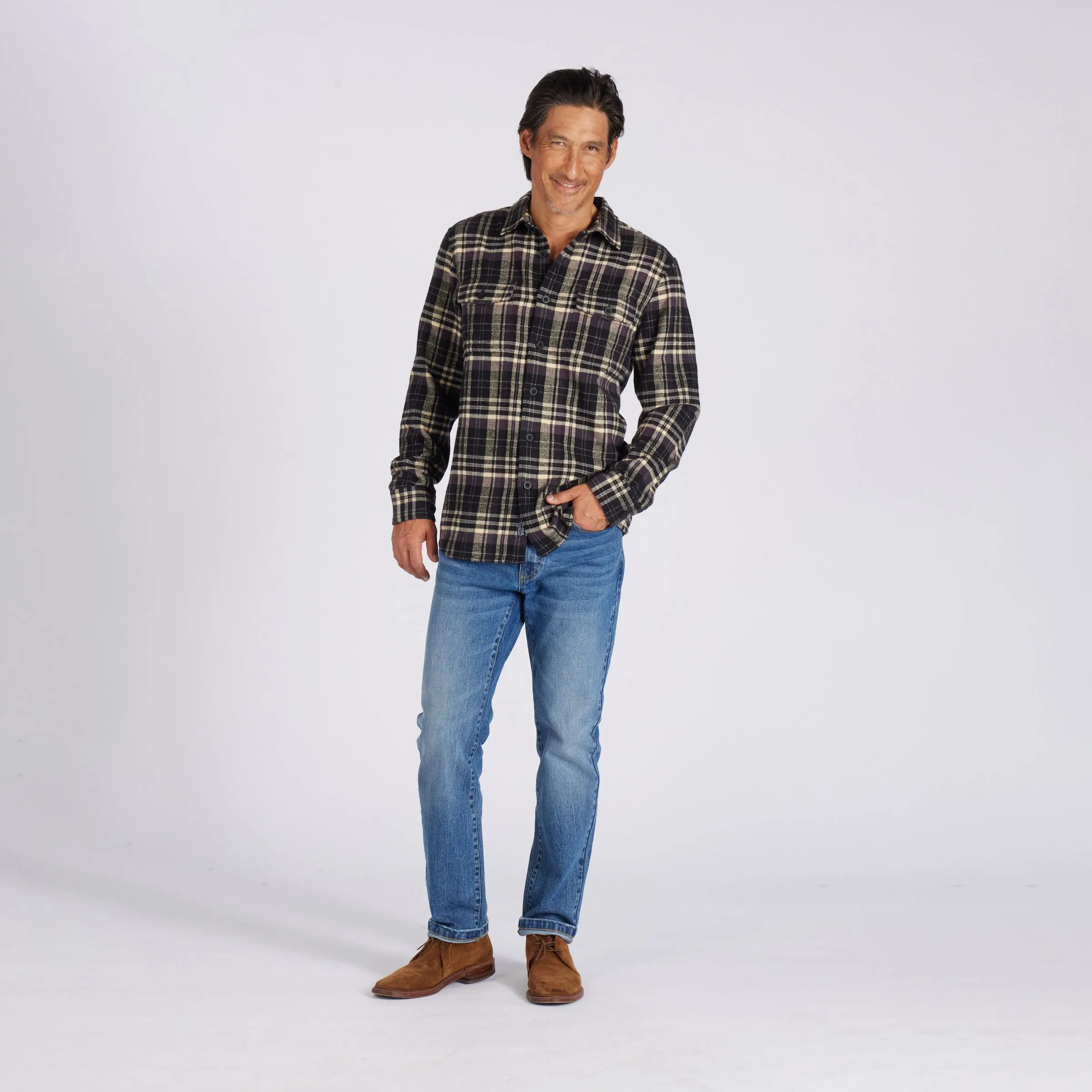 Herringbone Heritage Flannel - Black Cream