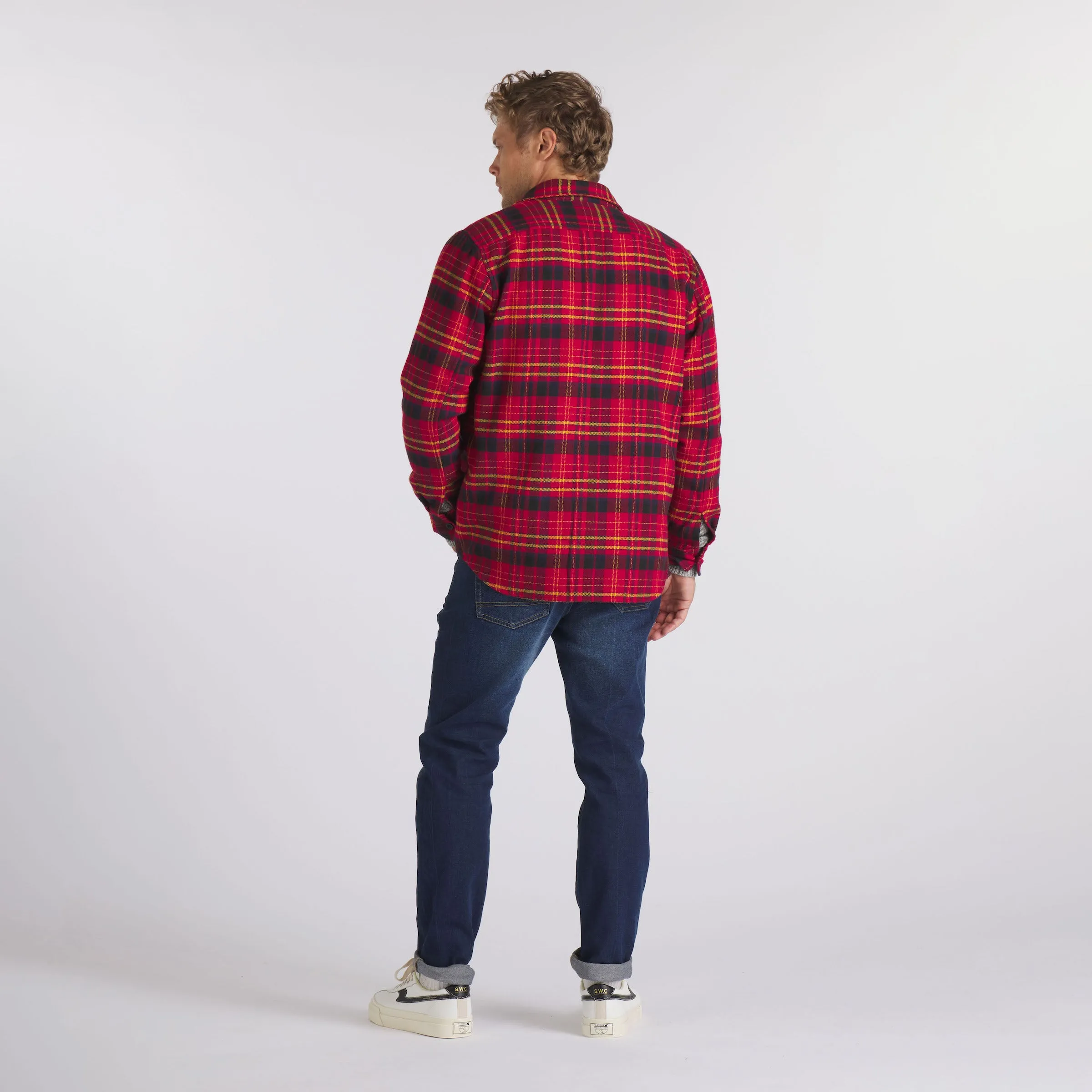 Herringbone Heritage Flannel - Red Navy Gold