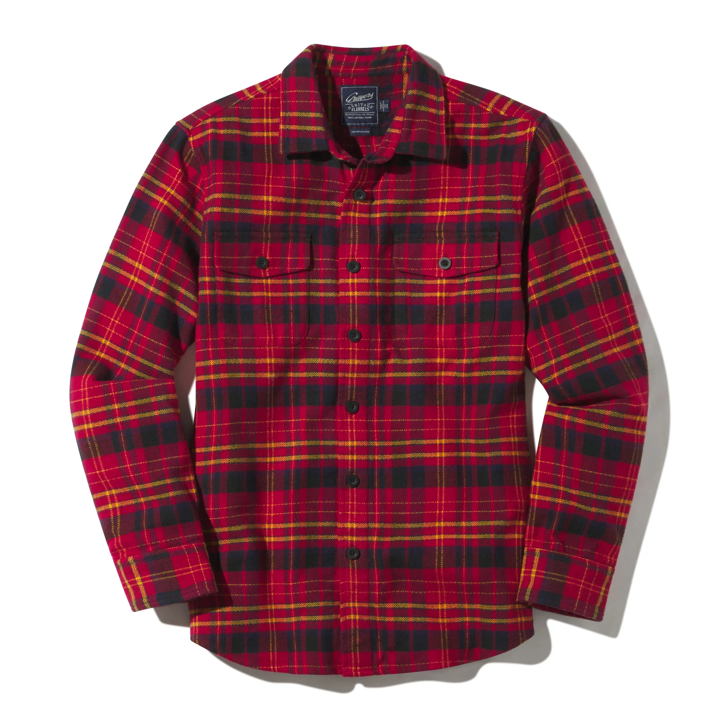 Herringbone Heritage Flannel - Red Navy Gold