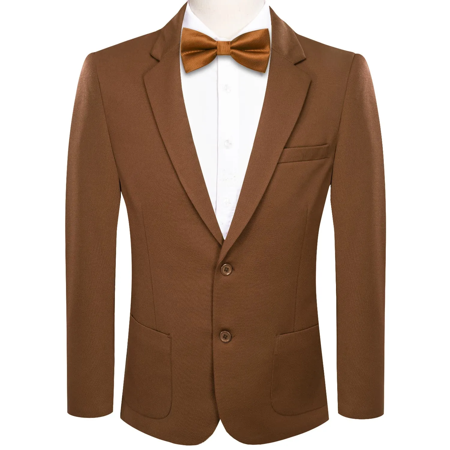 Hi-Tie Business Daily Blazer Saddle Brown Men's Suit Jacket Slim Fit Coat