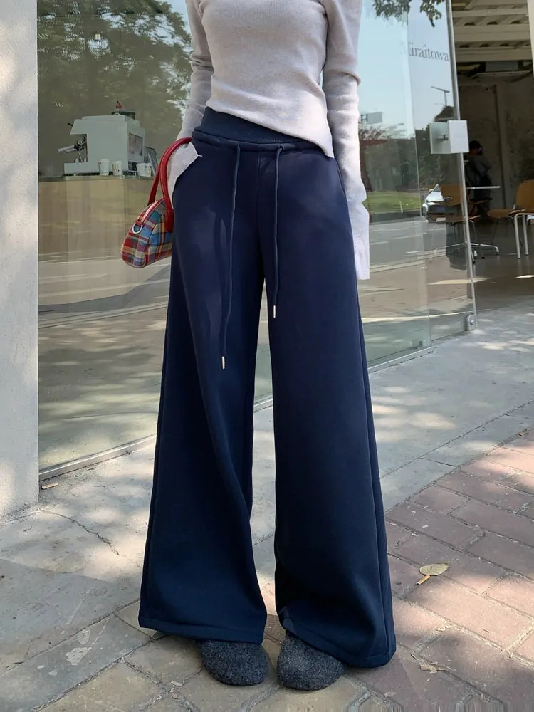 High-waisted velvet thickened straight pants wide-leg sweatpants trousers