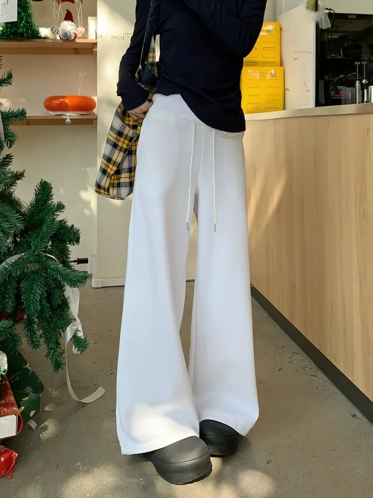 High-waisted velvet thickened straight pants wide-leg sweatpants trousers