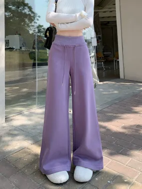 High-waisted velvet thickened straight pants wide-leg sweatpants trousers