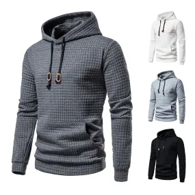 Hollow Men's Plaid Quilted Cotton Fabric Hoodie