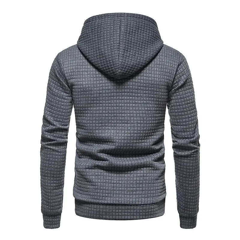 Hollow Men's Plaid Quilted Cotton Fabric Hoodie