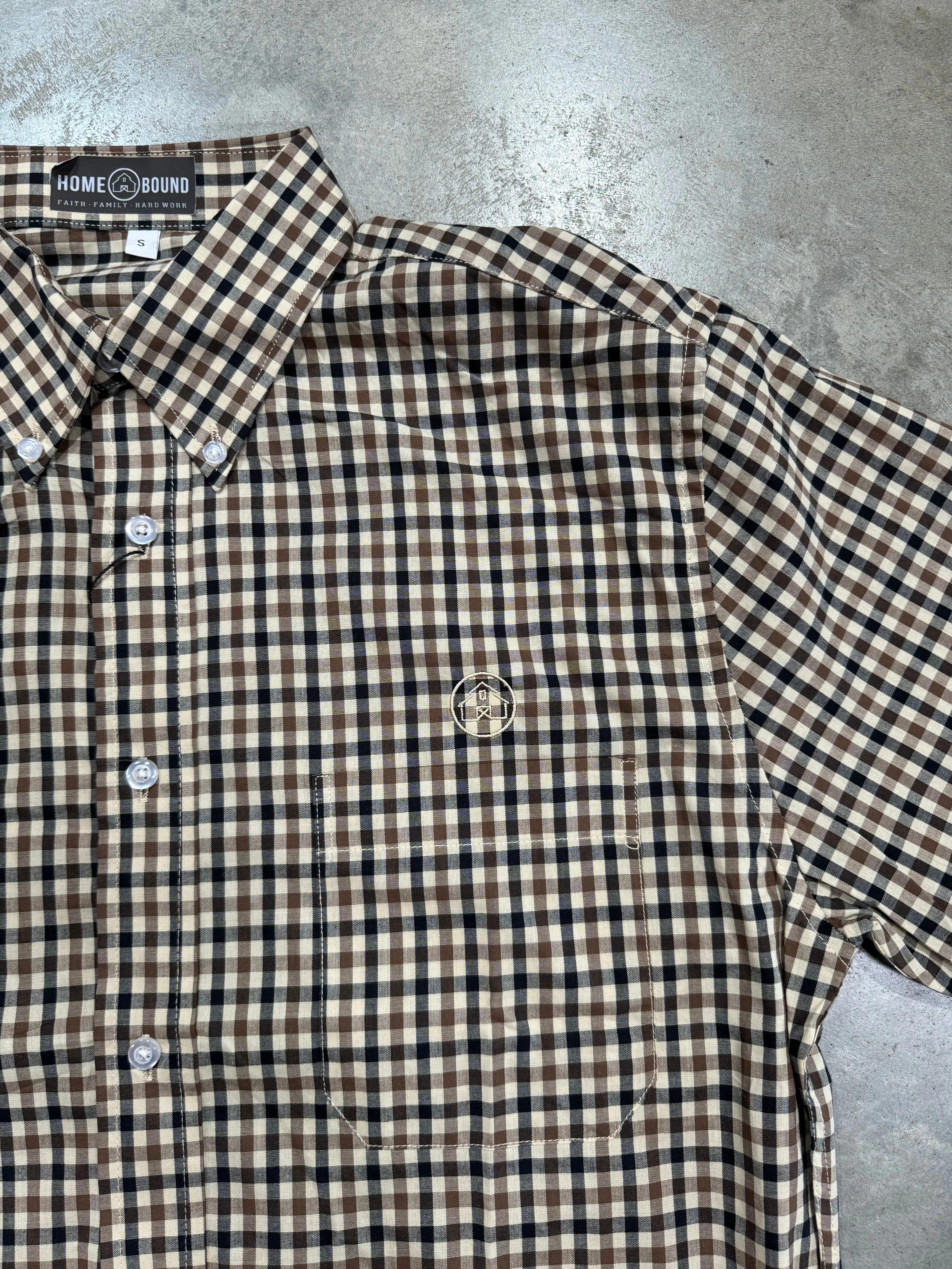 Home Bound Black & Brown Gingham Check Cotton Button Down Shirt