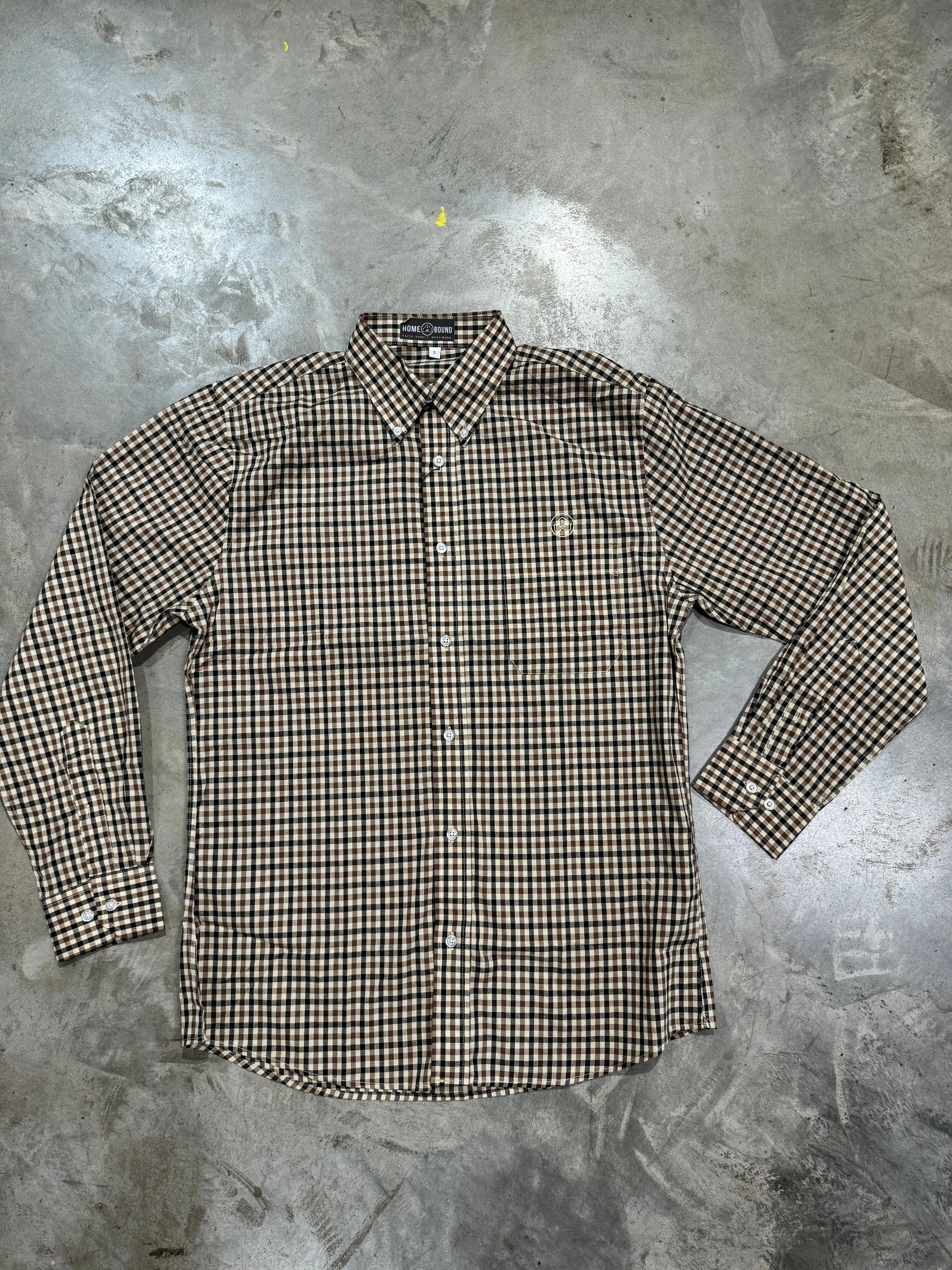 Home Bound Black & Brown Gingham Check Cotton Button Down Shirt