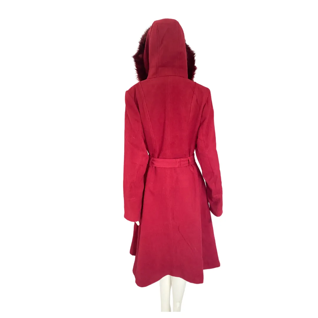 Hooded Swing Coat Burgundy SIZE M