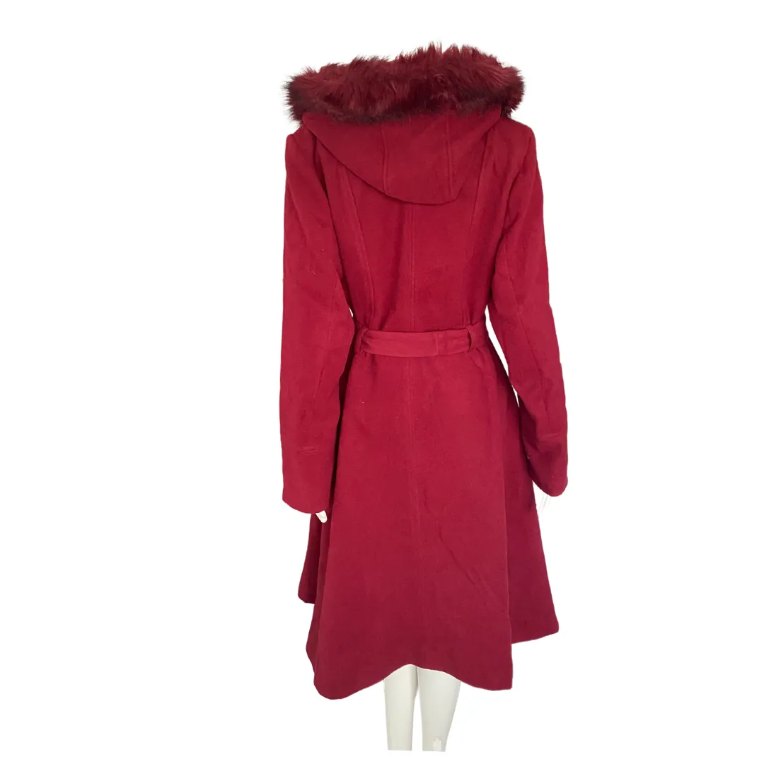 Hooded Swing Coat Burgundy SIZE M