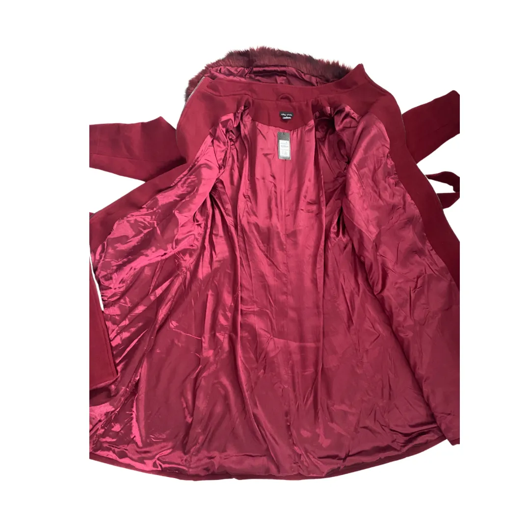 Hooded Swing Coat Burgundy SIZE M