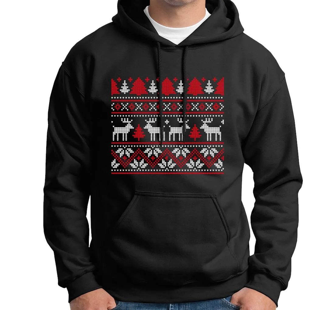 Hoodie - Rentier & Tannenbaum (Strick-Optik)