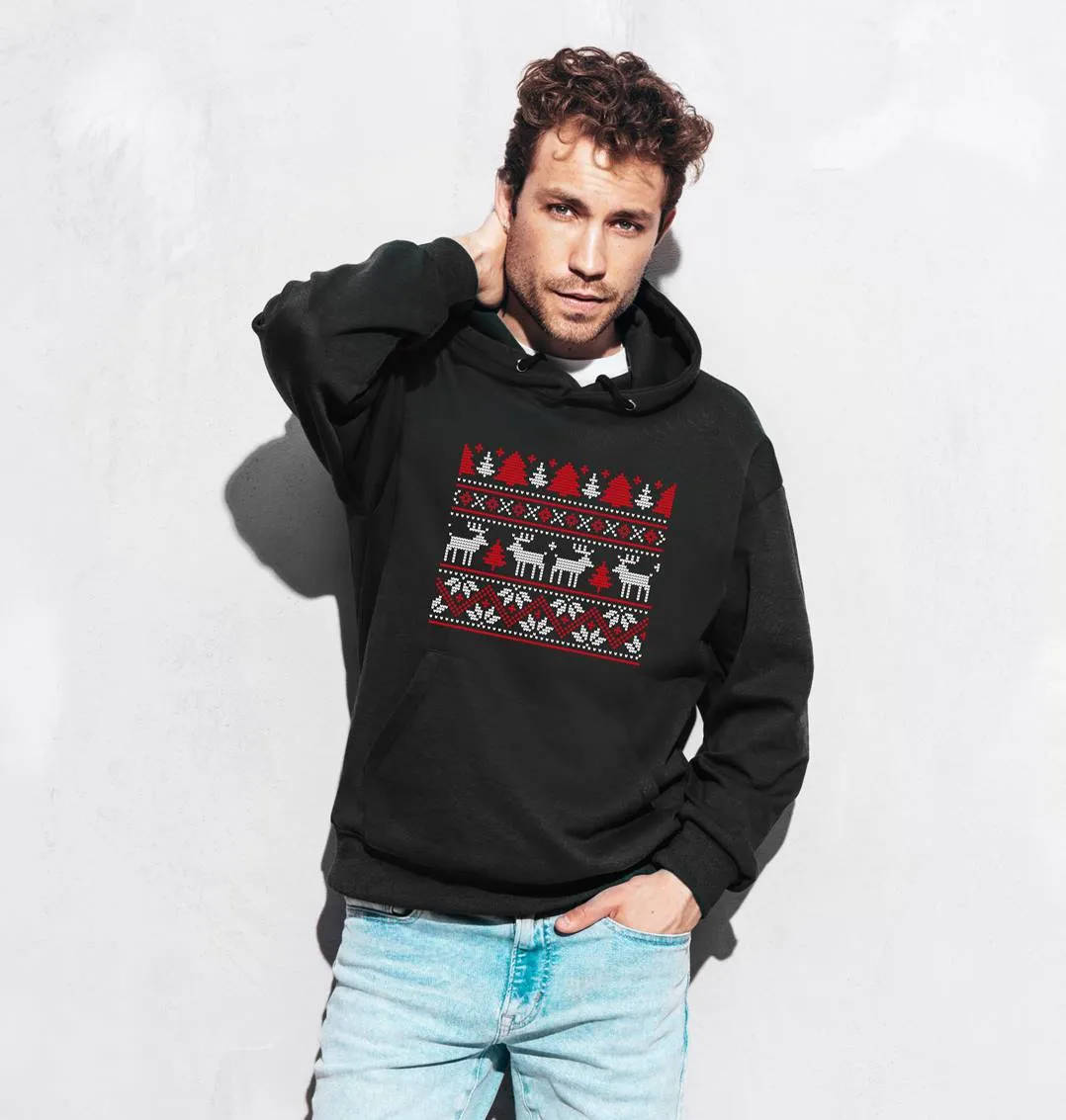 Hoodie - Rentier & Tannenbaum (Strick-Optik)