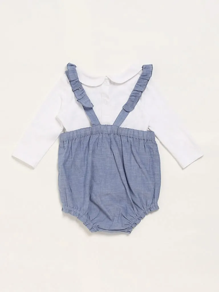 HOP Baby Blue Embroidered T-Shirt & Romper Set