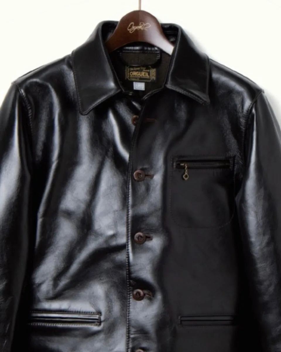 Horsehide Car Coat in Black