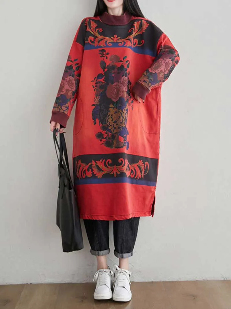 I Won't Give Up High Neck Art Sweater Dress