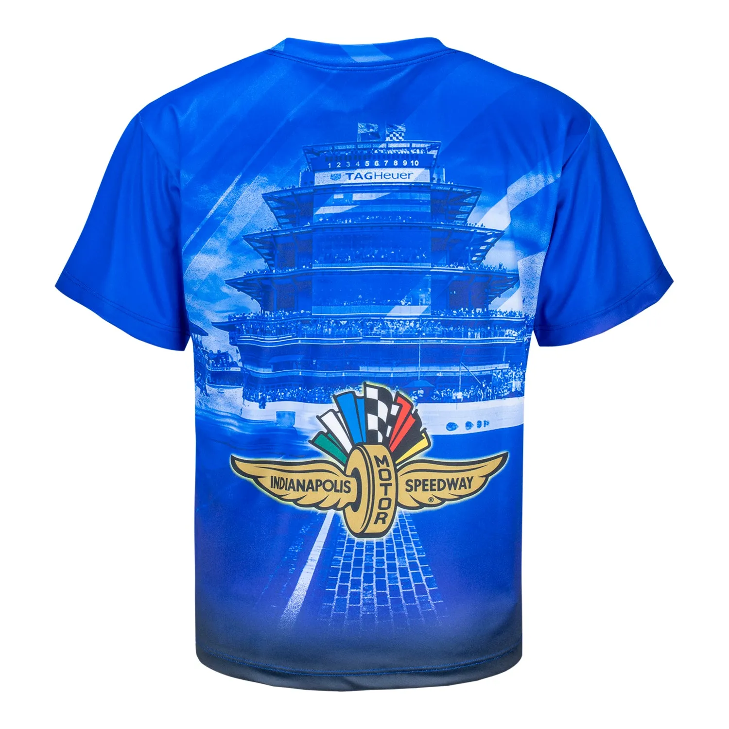 Indianapolis Motor Speedway Wing Wheel Flag Sublimated Youth T-Shirt