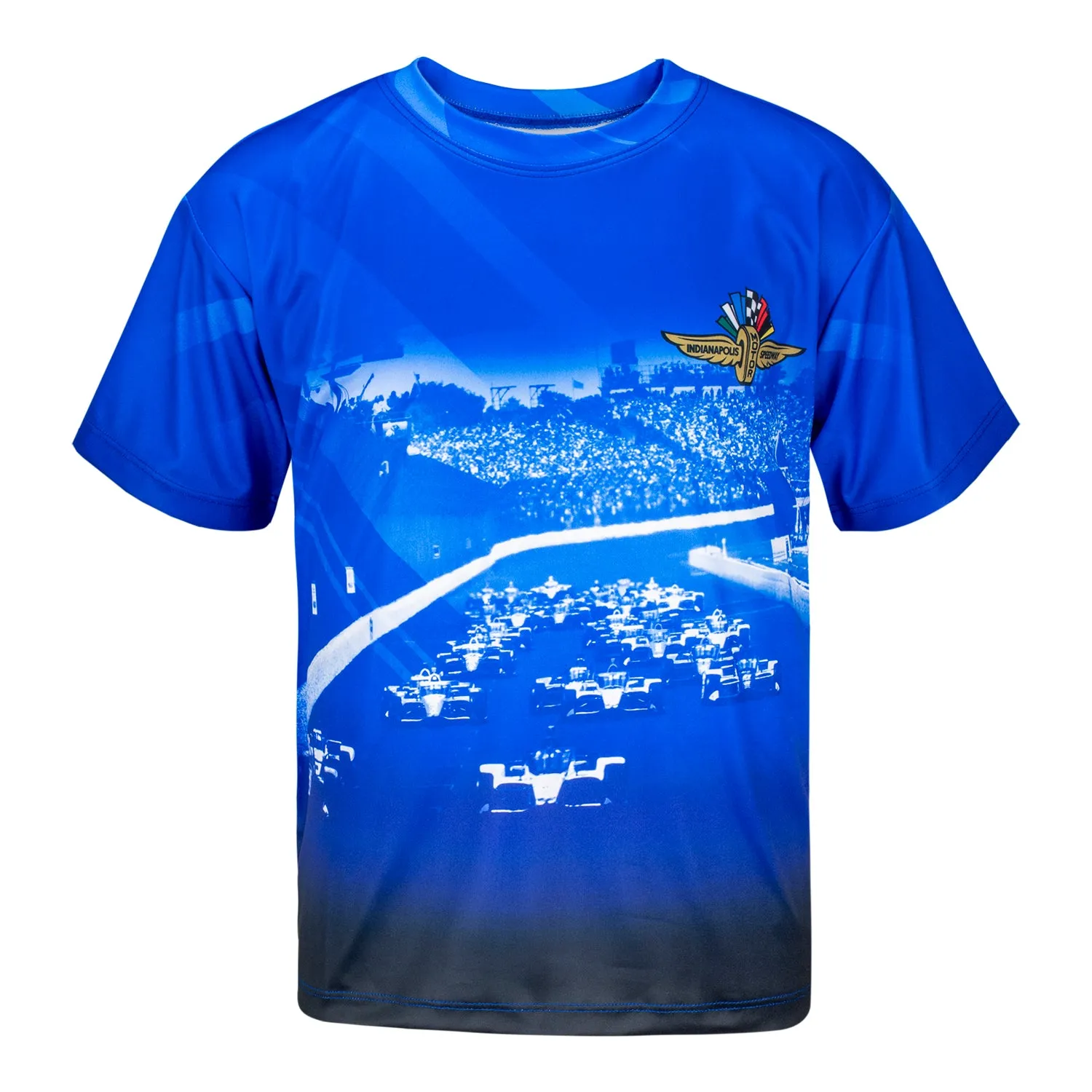 Indianapolis Motor Speedway Wing Wheel Flag Sublimated Youth T-Shirt