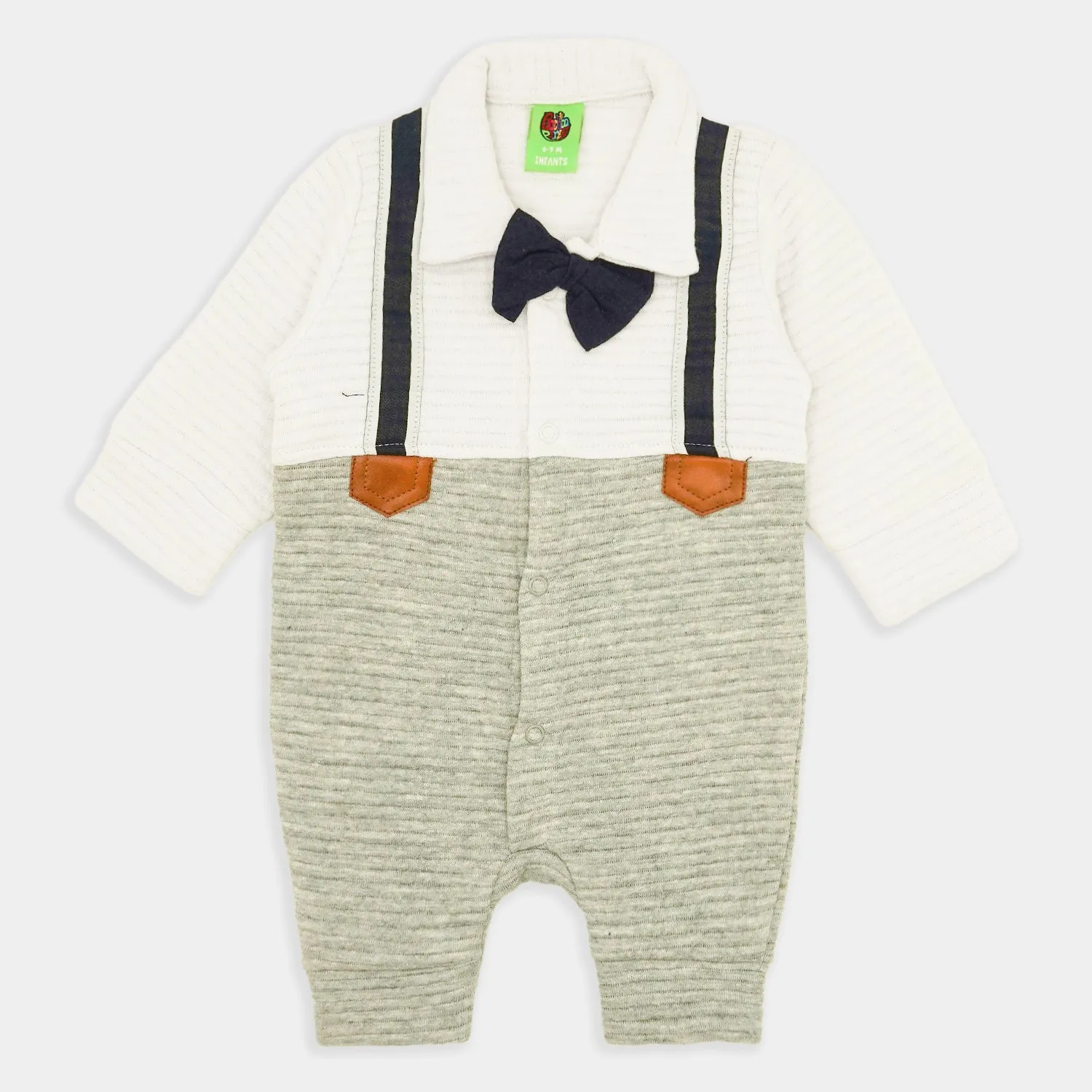 Infant Boys Knitted Romper Formal Quilted-White