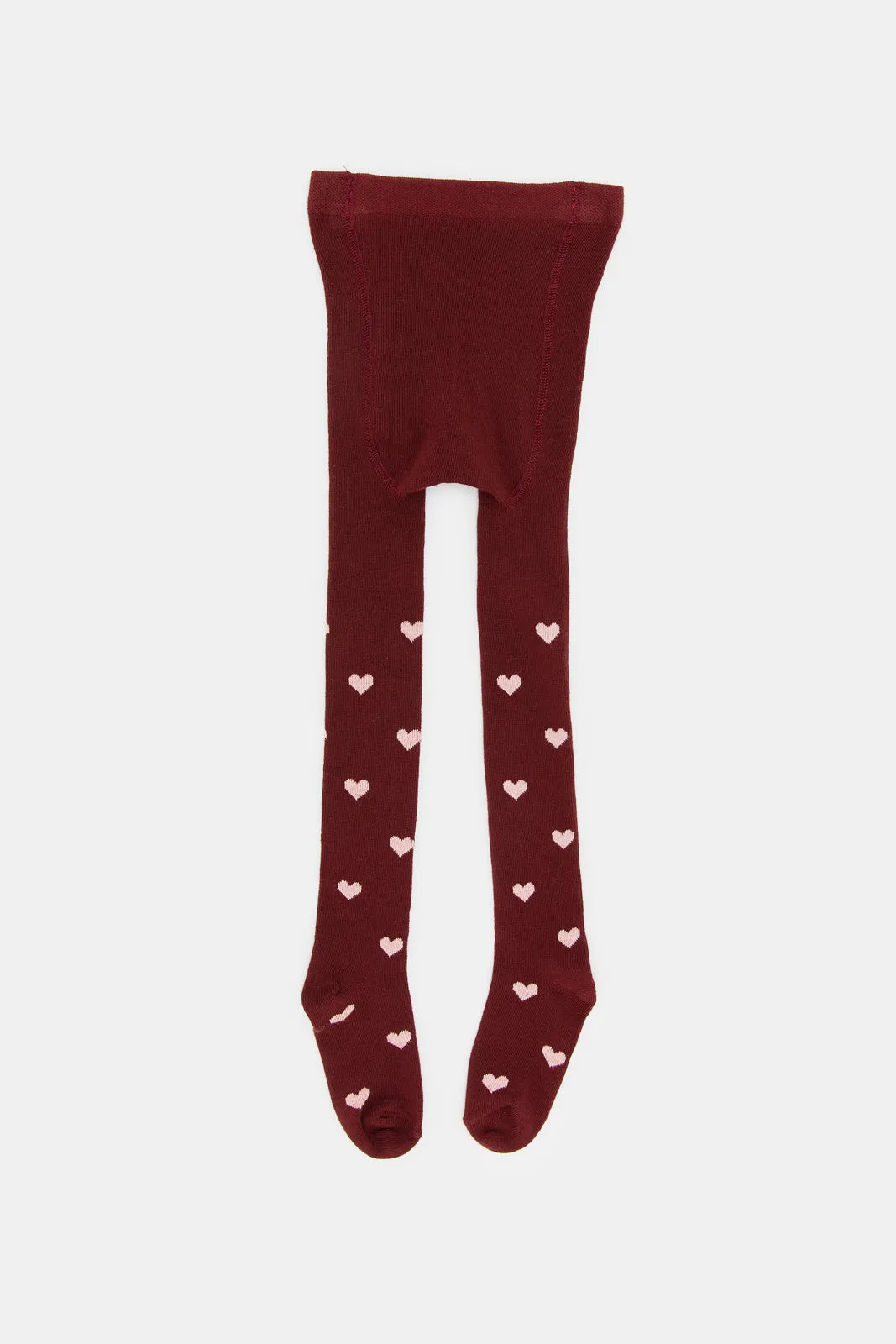 Infant Girls Burgundy Jacquard Tights