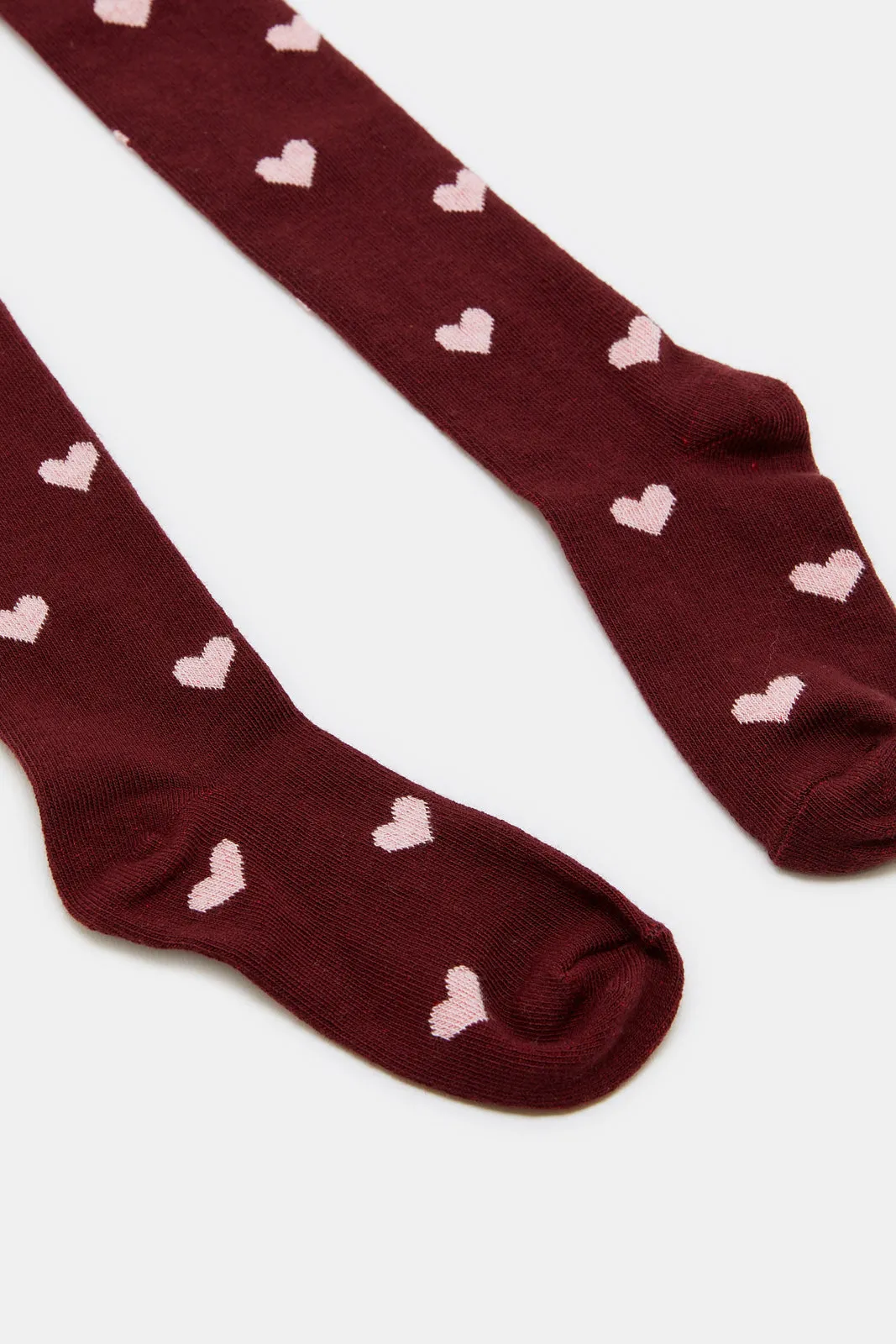 Infant Girls Burgundy Jacquard Tights