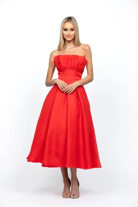 Itzi Ruffled Tea Length Midi