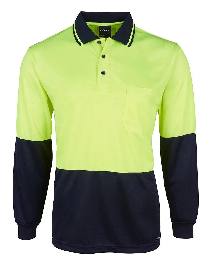 JB's Wear 6HJNL Hi Vis Jacquard Long Sleeved Polo Shirt