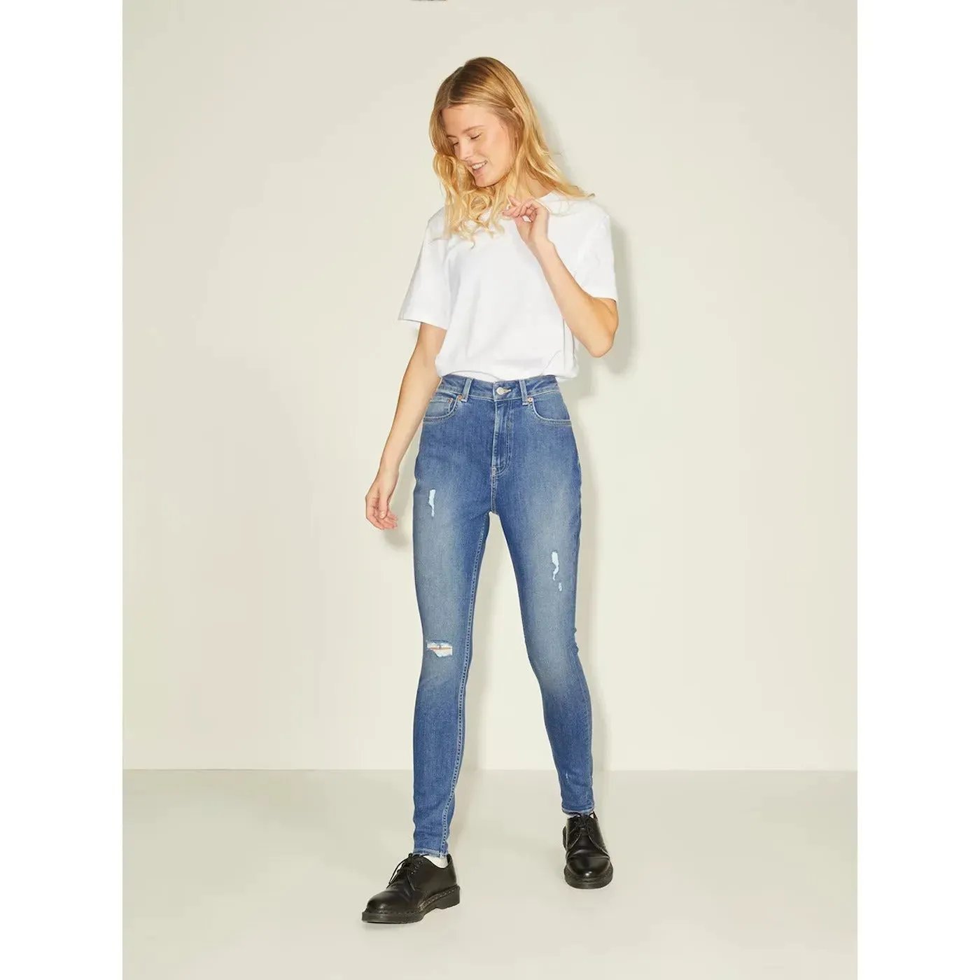 JJx Blue Skinny Ripped Jeans