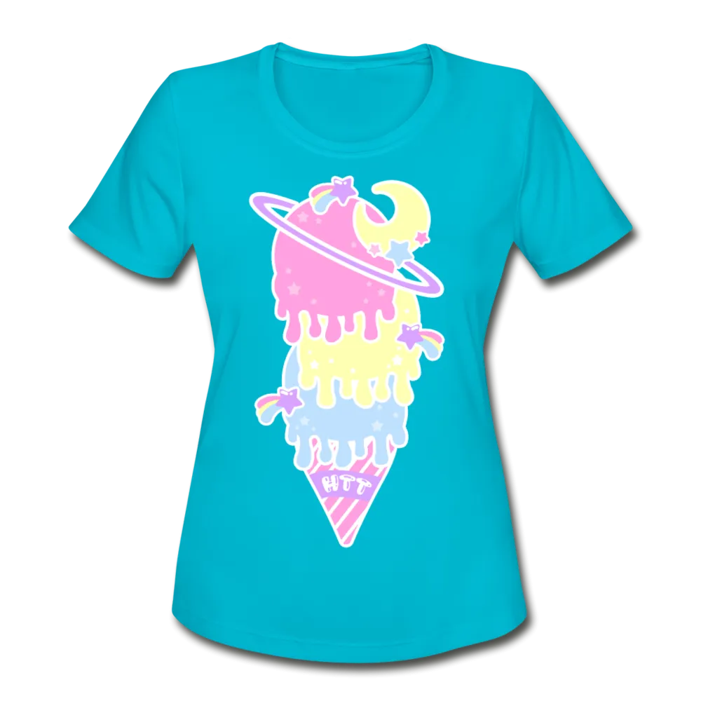 Kawaii cosmic melty ice cream Women's Moisture Wicking Performance T-Shirt