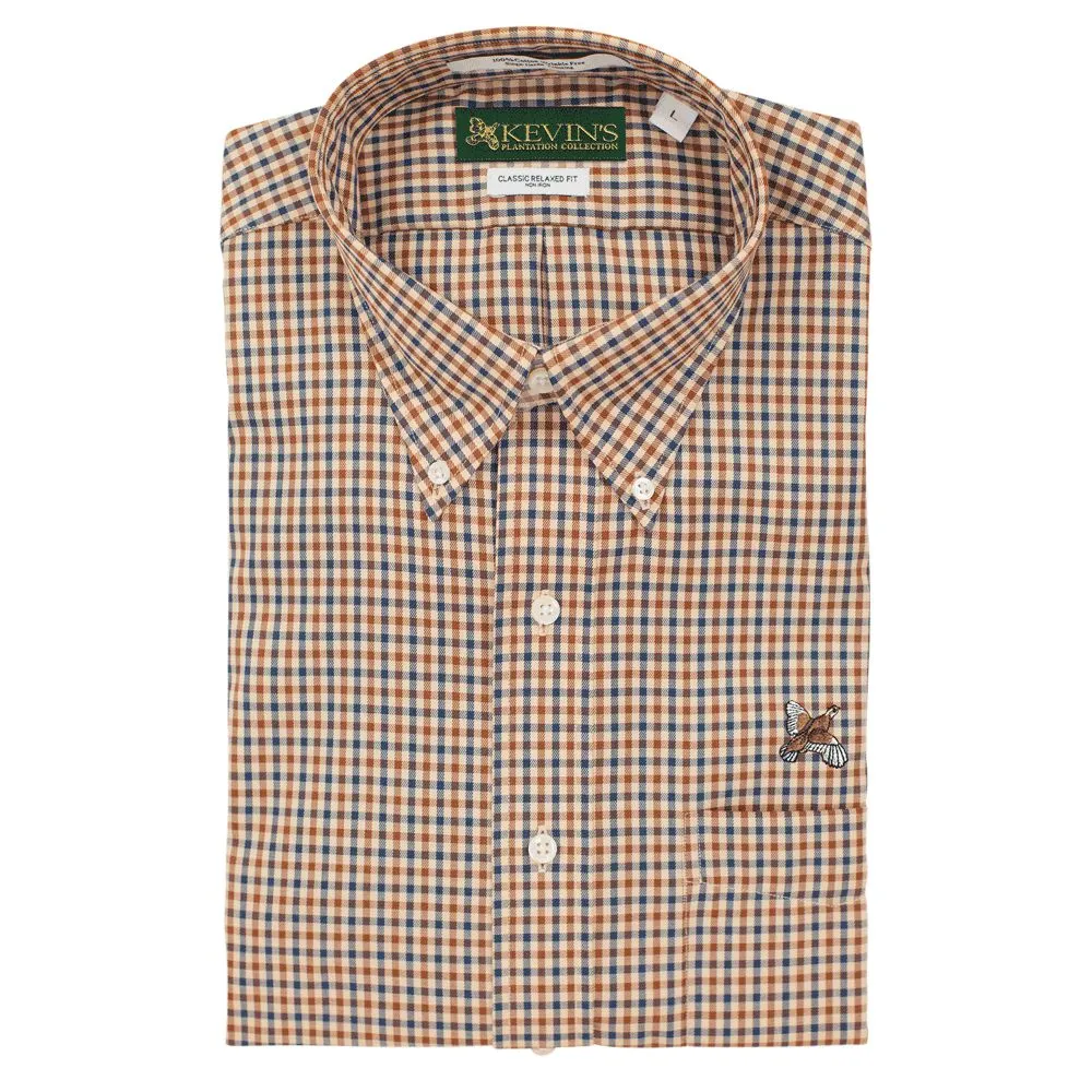 Kevin's Wrinkle Free Quail/Brown Check Shirt