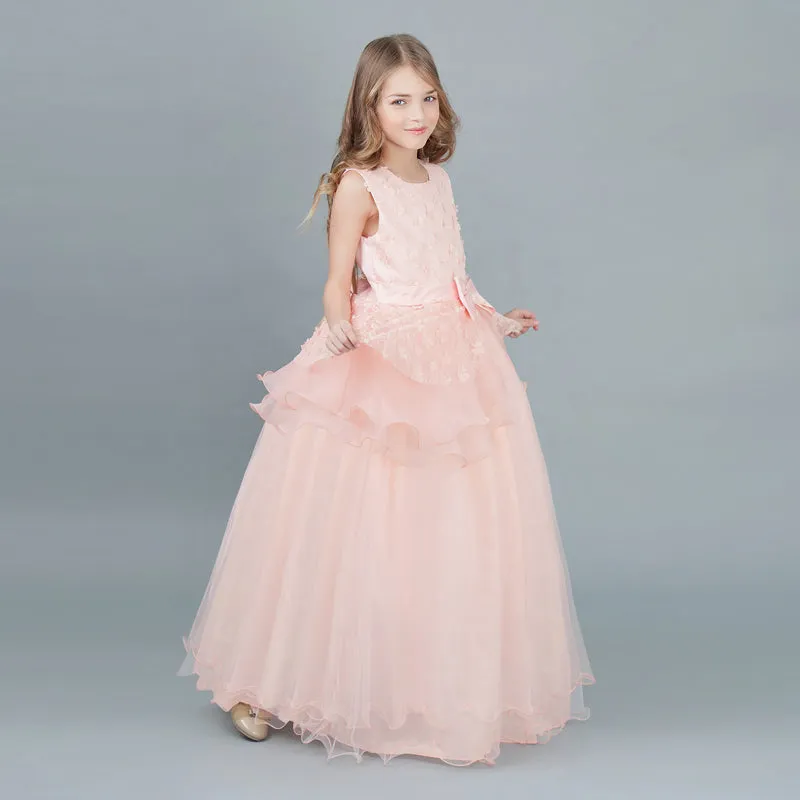 Kid Wedding Dresses for Girls Elegant Flower Princess Long Gown Baby Girl Christmas Dress Size 6 12 14 Years