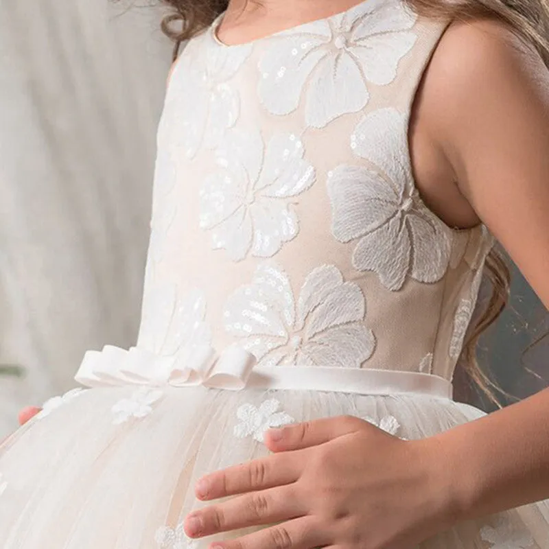 Kid Wedding Dresses for Girls Elegant Flower Princess Long Gown Baby Girl Christmas Dress Size 6 12 14 Years