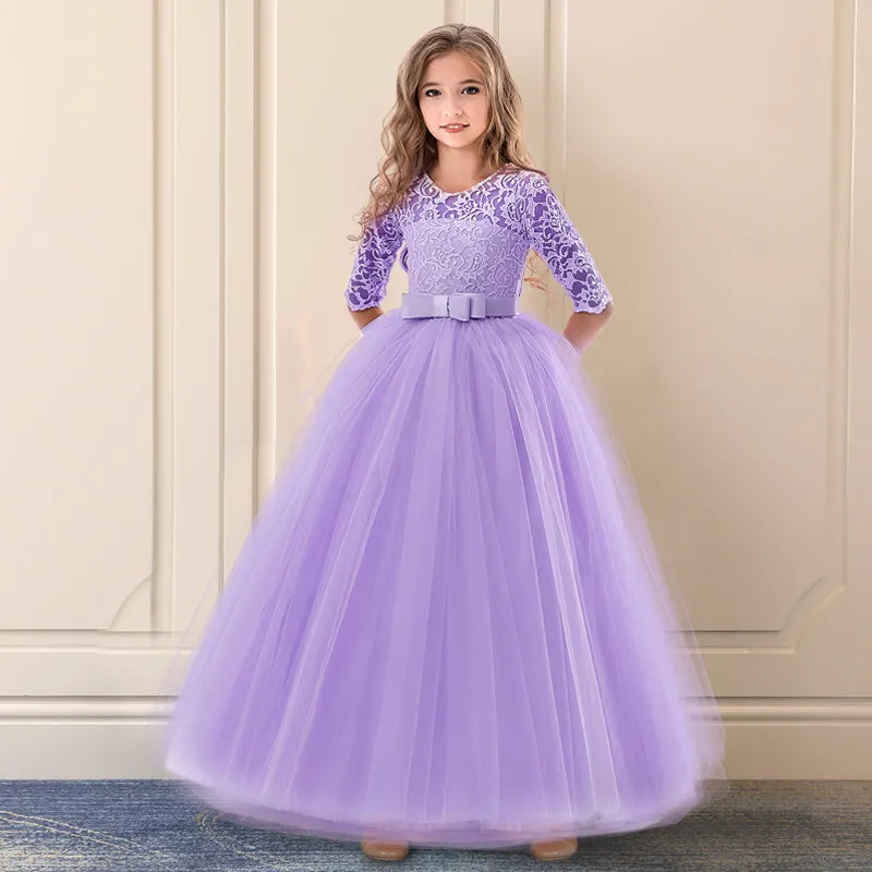 Kid Wedding Dresses for Girls Elegant Flower Princess Long Gown Baby Girl Christmas Dress Size 6 12 14 Years