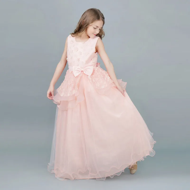 Kid Wedding Dresses for Girls Elegant Flower Princess Long Gown Baby Girl Christmas Dress Size 6 12 14 Years