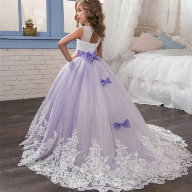 Kid Wedding Dresses for Girls Elegant Flower Princess Long Gown Baby Girl Christmas Dress Size 6 12 14 Years