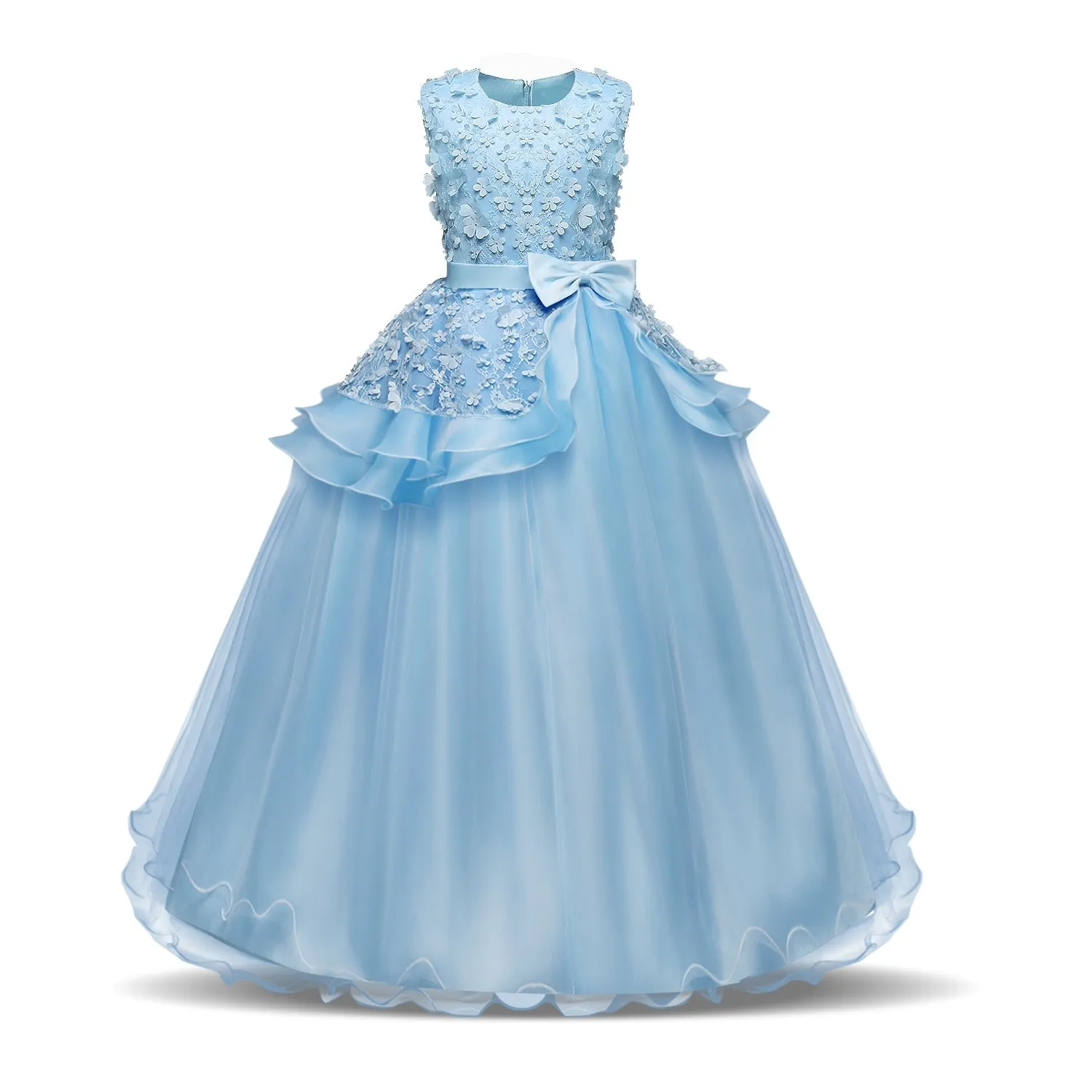 Kid Wedding Dresses for Girls Elegant Flower Princess Long Gown Baby Girl Christmas Dress Size 6 12 14 Years