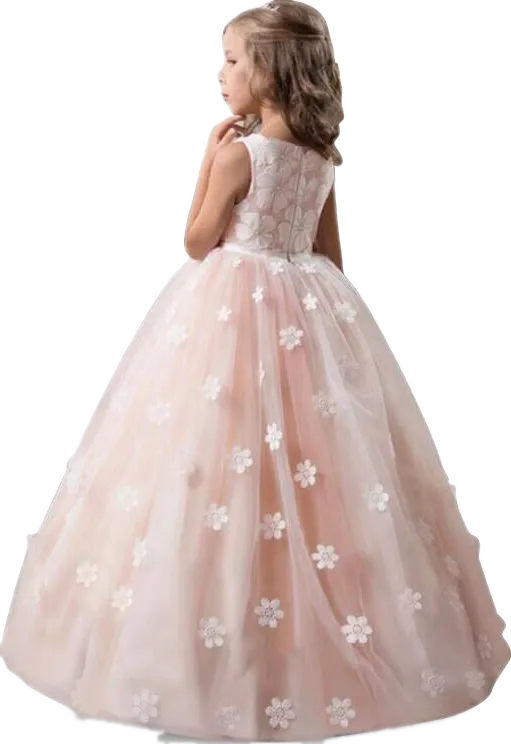 Kid Wedding Dresses for Girls Elegant Flower Princess Long Gown Baby Girl Christmas Dress Size 6 12 14 Years