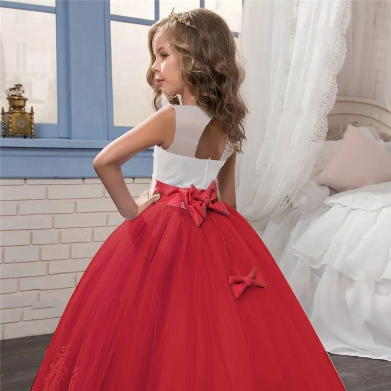 Kid Wedding Dresses for Girls Elegant Flower Princess Long Gown Baby Girl Christmas Dress Size 6 12 14 Years