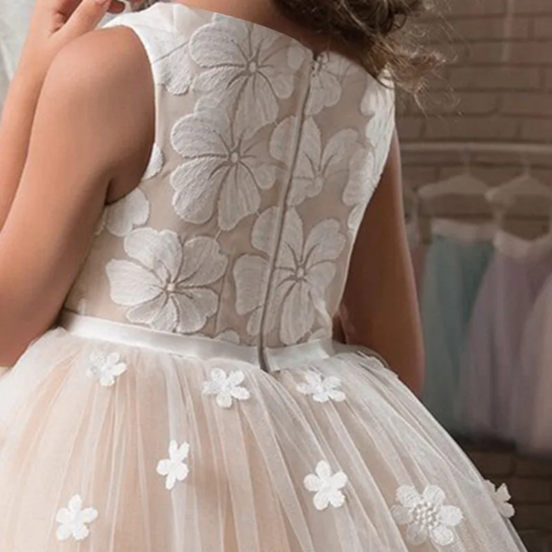 Kid Wedding Dresses for Girls Elegant Flower Princess Long Gown Baby Girl Christmas Dress Size 6 12 14 Years