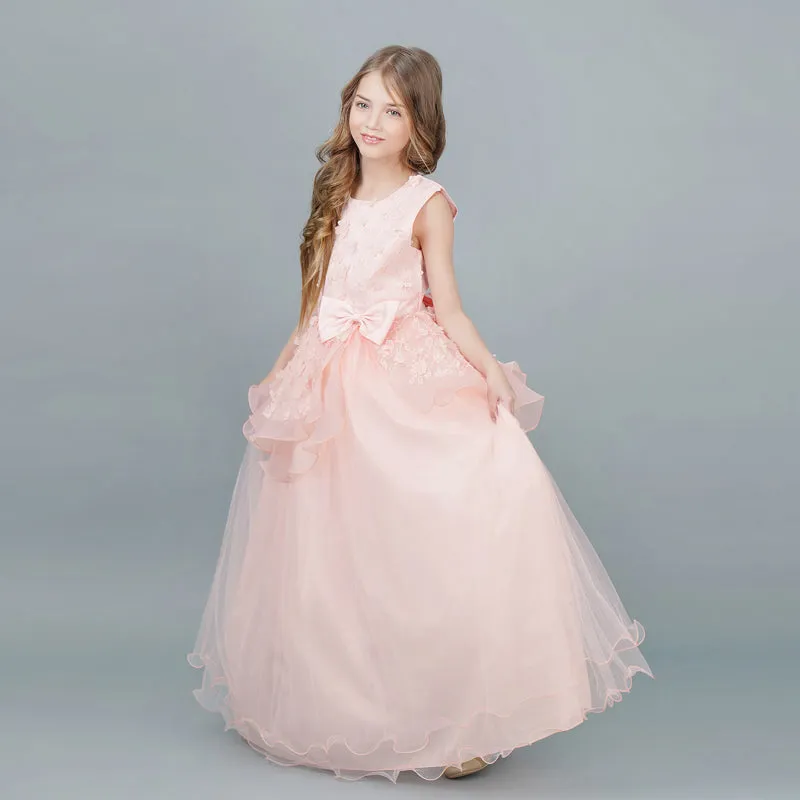 Kid Wedding Dresses for Girls Elegant Flower Princess Long Gown Baby Girl Christmas Dress Size 6 12 14 Years