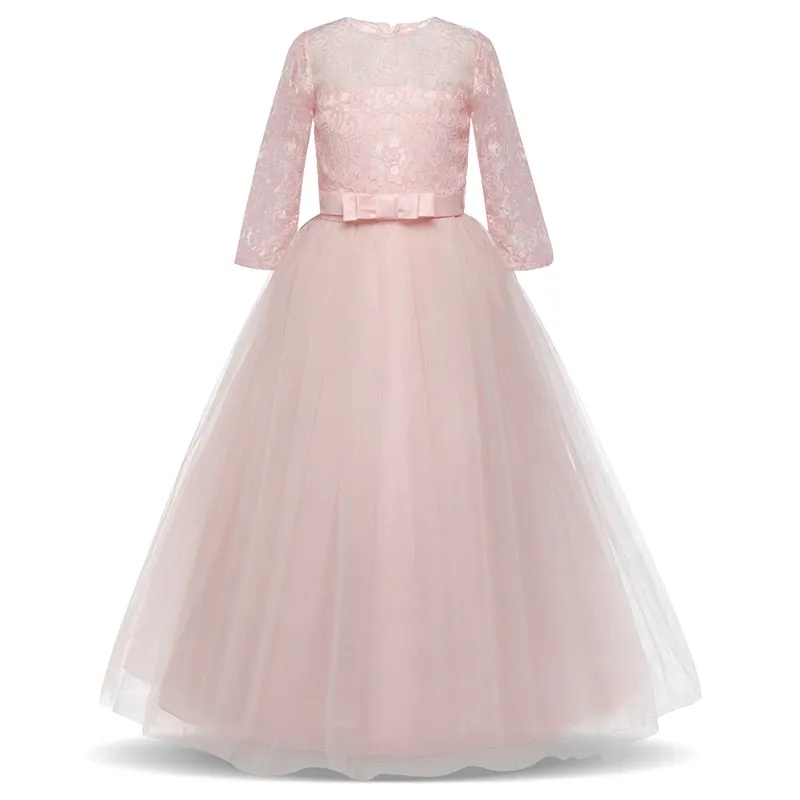 Kid Wedding Dresses for Girls Elegant Flower Princess Long Gown Baby Girl Christmas Dress Size 6 12 14 Years