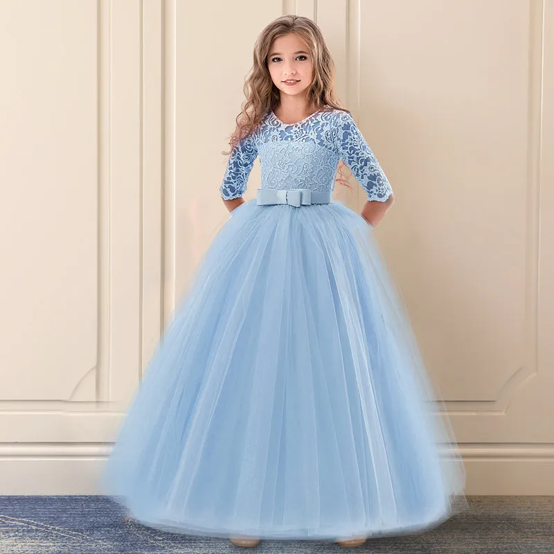 Kid Wedding Dresses for Girls Elegant Flower Princess Long Gown Baby Girl Christmas Dress Size 6 12 14 Years