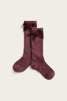 Kids' burgundy knee-high socks