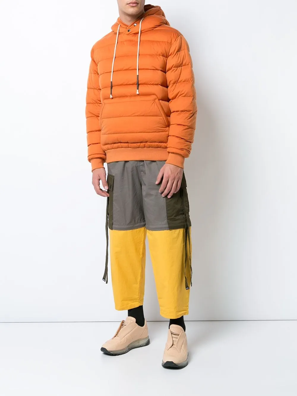 KNIT QUILTED PULL OVER ORANGE HOODIE ORANGE