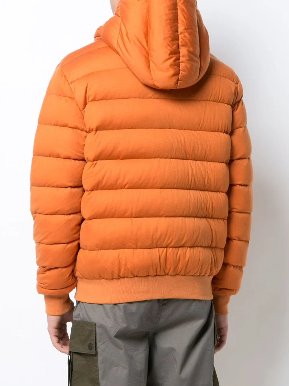 KNIT QUILTED PULL OVER ORANGE HOODIE ORANGE