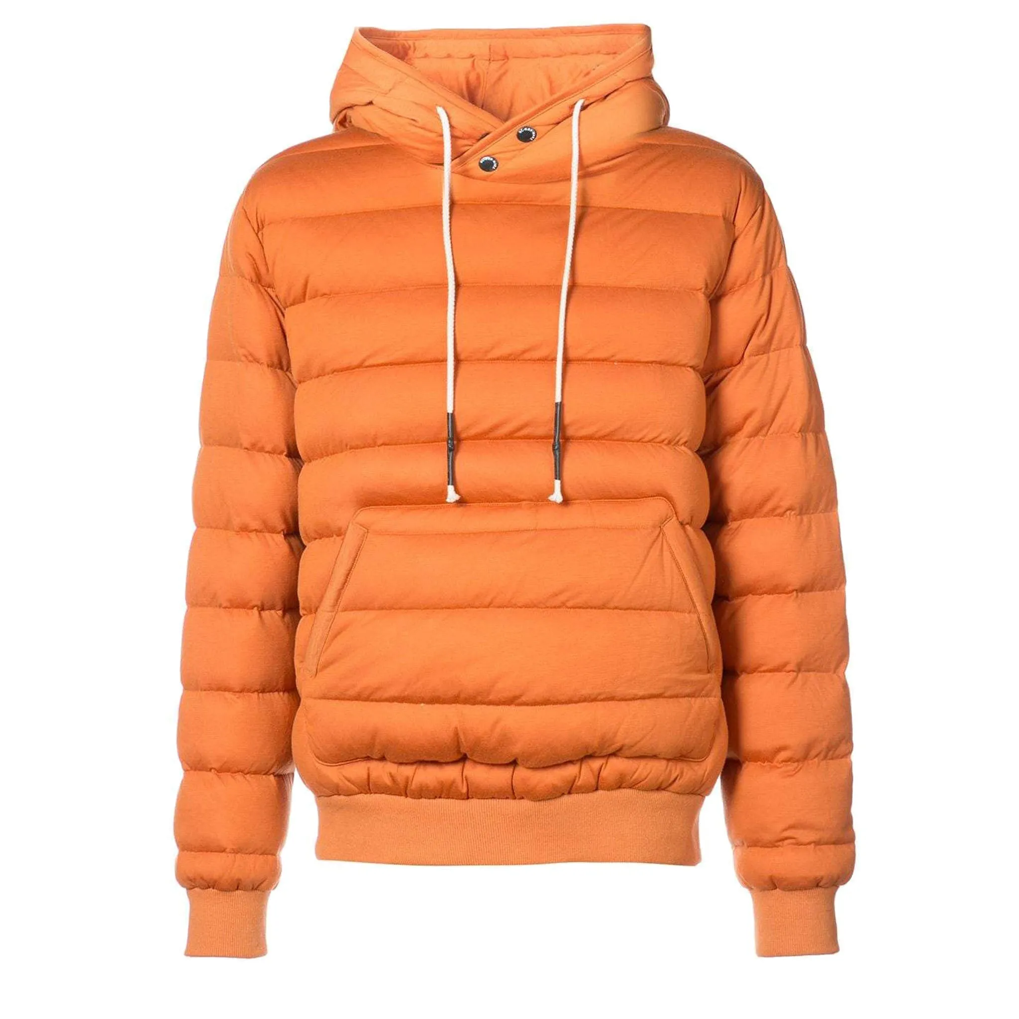 KNIT QUILTED PULL OVER ORANGE HOODIE ORANGE