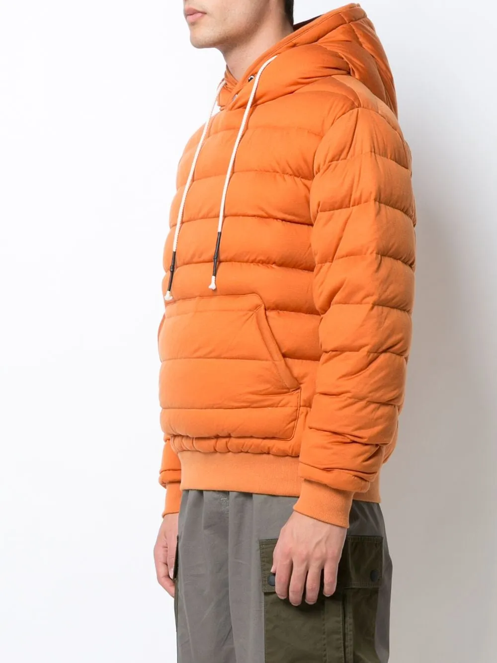 KNIT QUILTED PULL OVER ORANGE HOODIE ORANGE