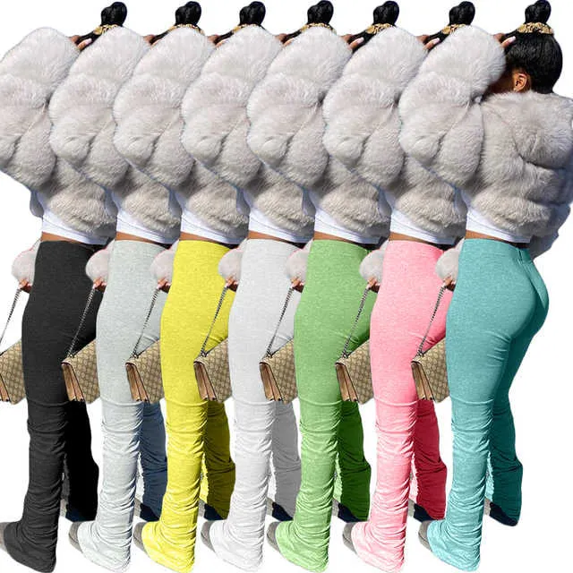 Ladies Stacked ruffle ruched fashion sweatpants