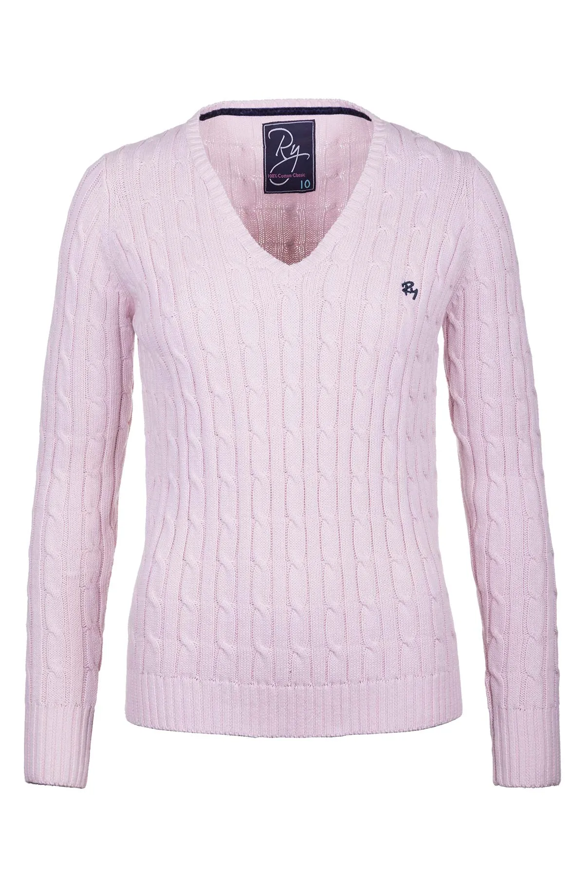 Ladies V Neck Cable Knit Jumper