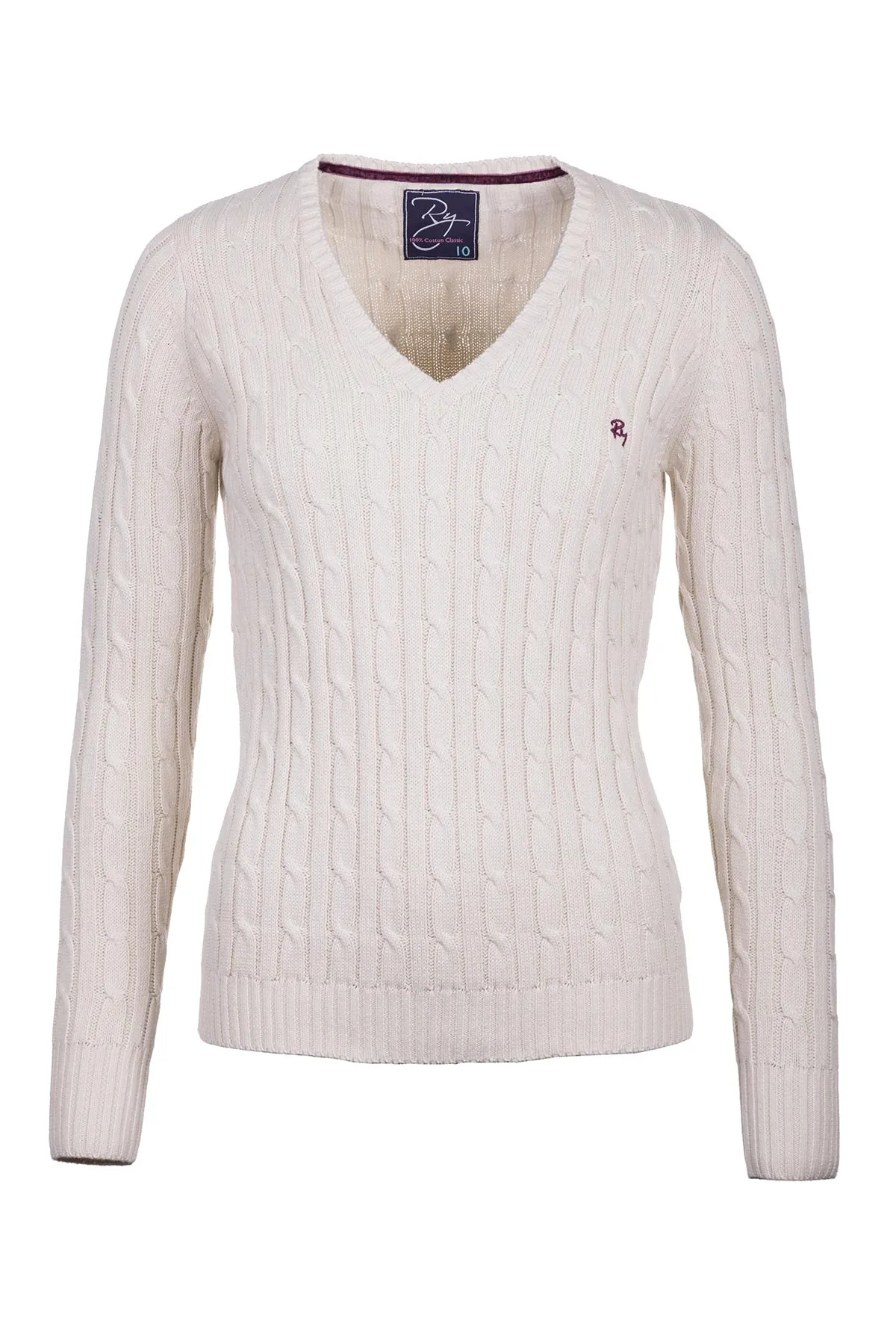 Ladies V Neck Cable Knit Jumper